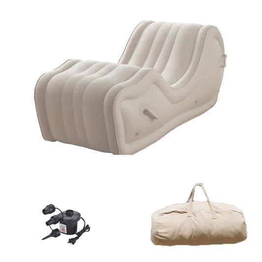 Portable inflatable sofa bed, lazy folding lounge chair with armrests for outdoor garden, modern and lightweight.