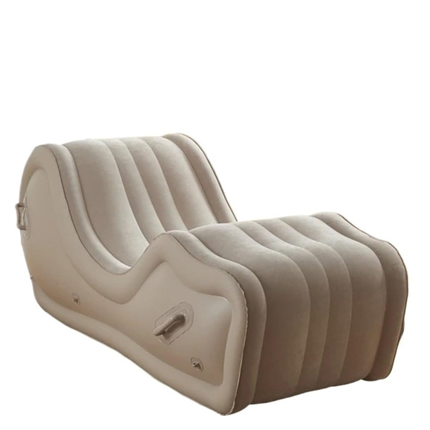 Portable inflatable sofa bed, lazy folding lounge chair with armrests for outdoor garden, modern and lightweight.