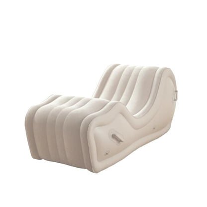 Portable inflatable sofa bed, lazy folding lounge chair with armrests for outdoor garden, modern and lightweight.
