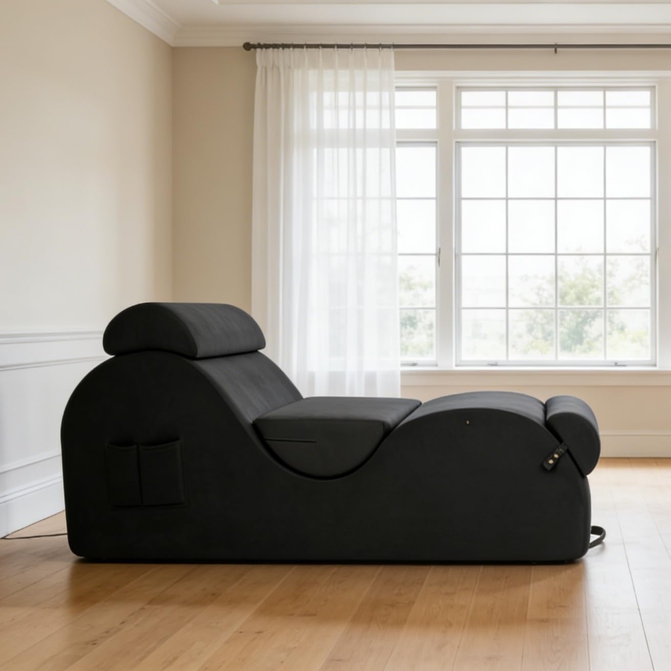 STSERT ZONE XL yoga chaise lounge with headrest, pads, washable cover, non-slip base.