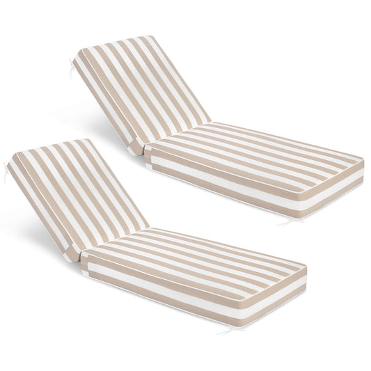 Sundale chaise cushion set of 2, water-resistant, cabana stripe tan, 80x26x6.