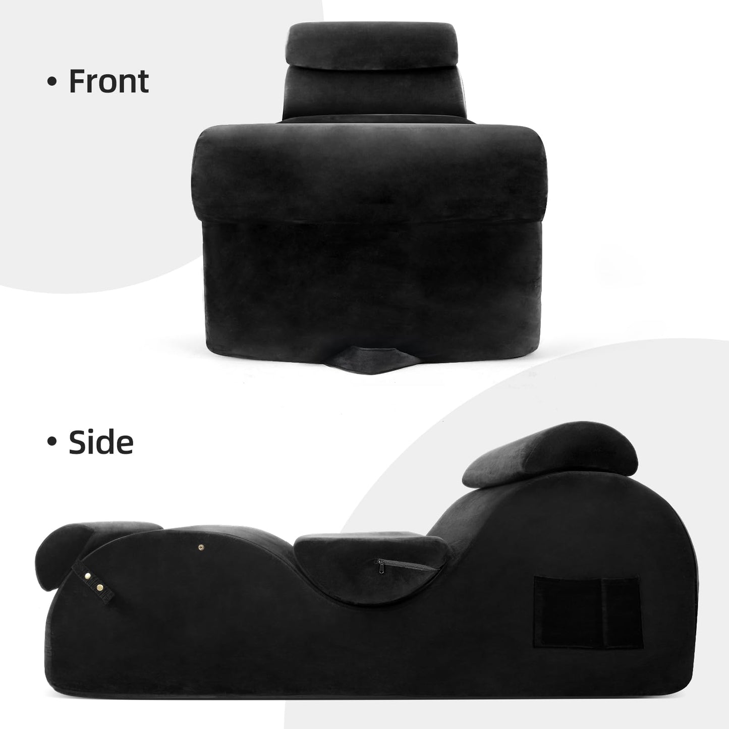 STSERT ZONE XL yoga chaise lounge with headrest, pads, washable cover, non-slip base.