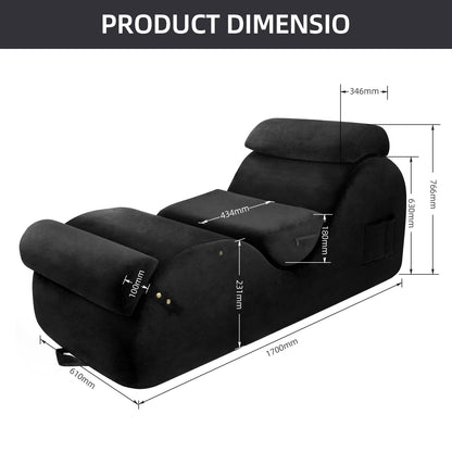 STSERT ZONE XL yoga chaise lounge with headrest, pads, washable cover, non-slip base.