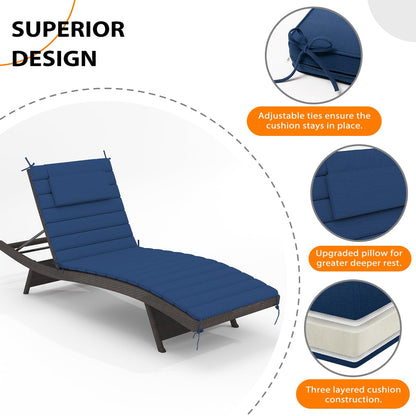 Sundale quilted lounge cushion set of 4, water-resistant, foldable, dark blue 80x26.