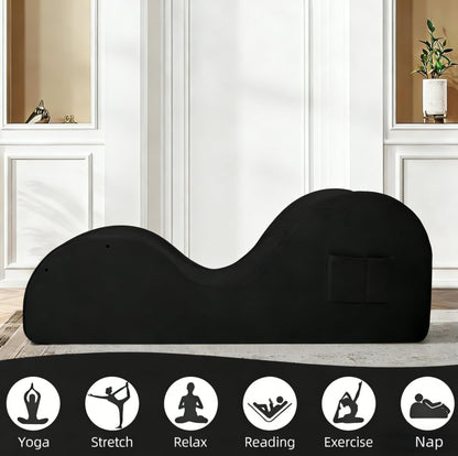 STSERT ZONE XL yoga chaise lounge with headrest, pads, washable cover, non-slip base.