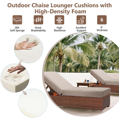 UFavo Home outdoor chaise cushion set of 2, waterproof, thick 80x26x6, khaki.