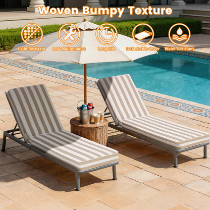 Sundale chaise cushion set of 2, water-resistant, cabana stripe tan, 80x26x6.
