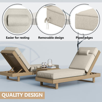 Olefin chaise lounge cushion set of 4, weather-resistant, with headrest, 72x21x4.