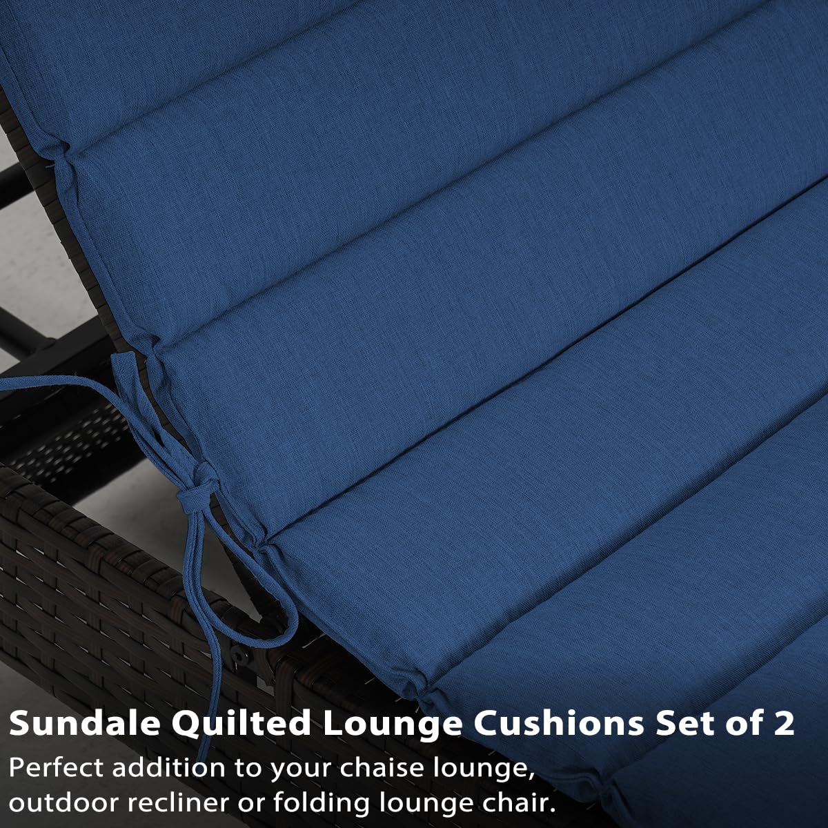 Sundale quilted lounge cushion set of 4, water-resistant, foldable, dark blue 80x26.