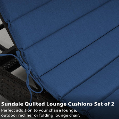 Sundale quilted lounge cushion set of 4, water-resistant, foldable, dark blue 80x26.