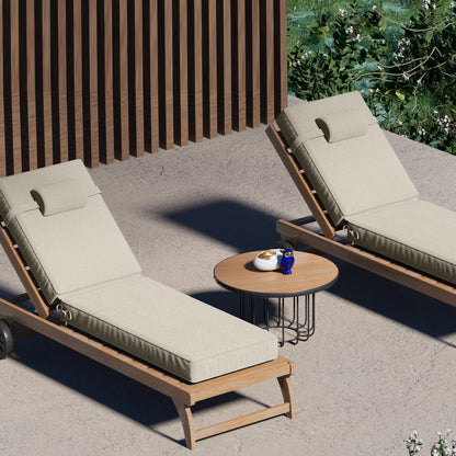 Olefin chaise lounge cushion set of 4, weather-resistant, with headrest, 72x21x4.
