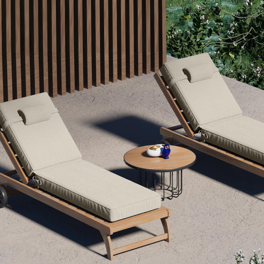 Olefin chaise lounge cushion set of 4, weather-resistant, with headrest, 72x21x4.