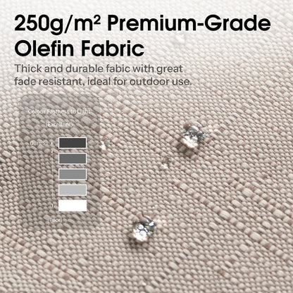 Outdoor chaise cushion set of 2, waterproof olefin, 80x26x6, light beige with straps.