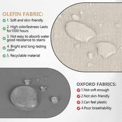 Olefin chaise lounge cushion set of 4, weather-resistant, with headrest, 72x21x4.