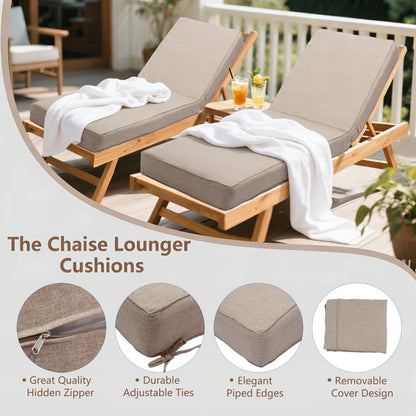 UFavo Home outdoor chaise cushion set of 2, waterproof, thick 80x26x6, khaki.